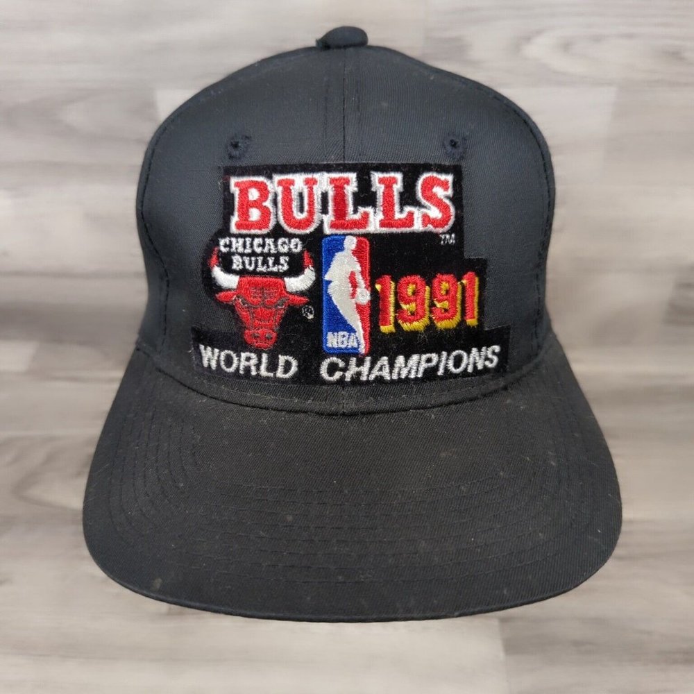 Vintage Chicago Bulls Hat Snapback 1991 NBA Championship Sport Specialties Black